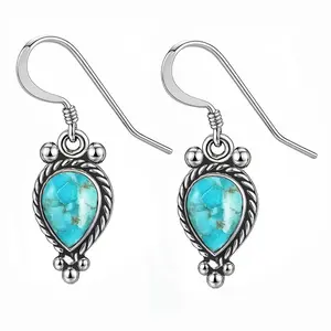 Turquoise Earrings for Women in 925 Sterling Silver Drop Dangle Earrings Boho Western Turquoise Jewelry Birthday Christmas Gifts for Womens