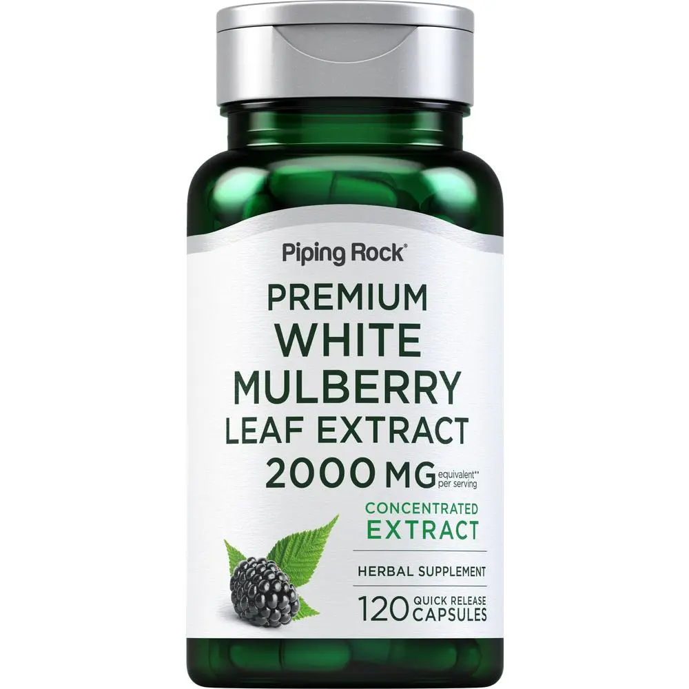 Piping Rock Mulberry Leaf Extract Capsules | 2000mg | 120 Count | Herbal Supplement | Non-GMO, Gluten Free