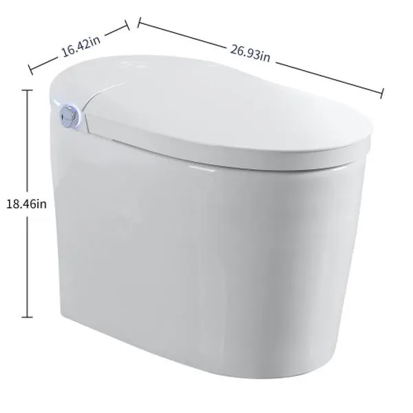 Bellemave  Tankless Smart Toilet With Bidet Built In, One-piece, Auto Flush, Auto Open/Close,Heated Seat, Bubble Wash,Warm Water and Dry, Adjustable Temp,Remote Control Side Know