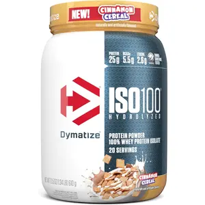 Dymatize ISO100 Hydrolyzed Protein Powder, 100% Whey Isolate, Cinnamon Cereal, 20 Servings, Gluten-Free