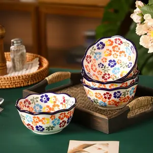 Vintage Ceramic Cereal Bowls Set, Microwave & Dishwasher Safe, Ideal for Desserts Ice Cream Small Portions, 1/2/4/6/8 Pieces, Ceramic Salad Bowls, Ceramic Pasta Bowls