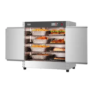 VEVOR Hot Box Food Warmer,  4-Tier Concession Warmer with Water Tray, 4 Pans, Double-door and Adjustable Shelves, Stainless Steel Food Warmer Cabinet, Ideal for Storing Pizza, Chicken, Restaurant