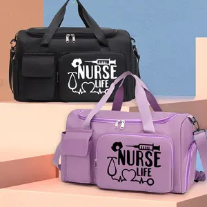 【Women's Tote Bag】Nurse patterned travel bag, multi-functional gym tote/backpack, large capacity casual yoga bag, lightweight, suitable for gym, exercise, and overnight travel, Travel Duffel Bag