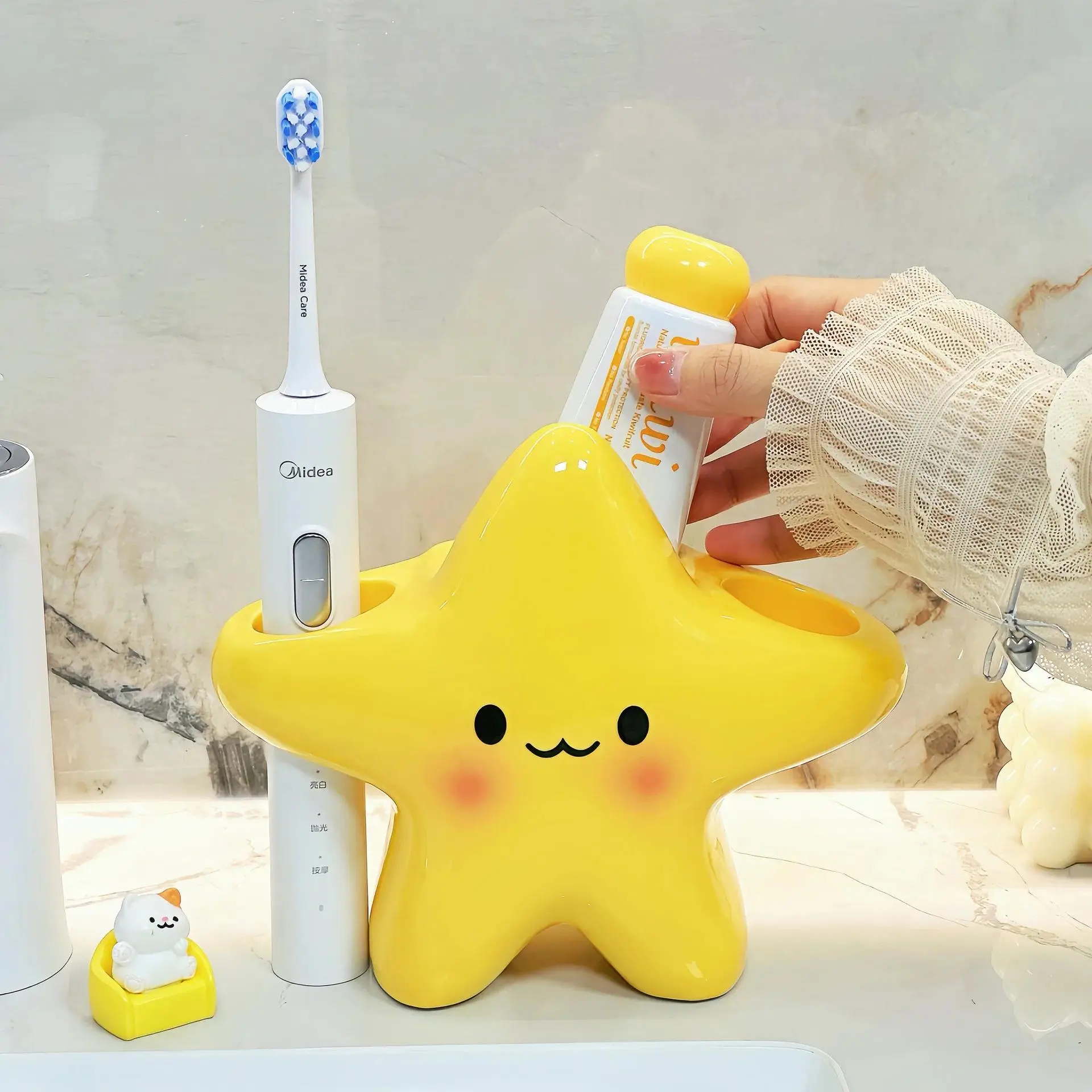 Cute Star Electric Toothbrush Holder Storage Tube Base Stand for Home Bathroom Sink - Stylish Organizer for Personal Hygiene
