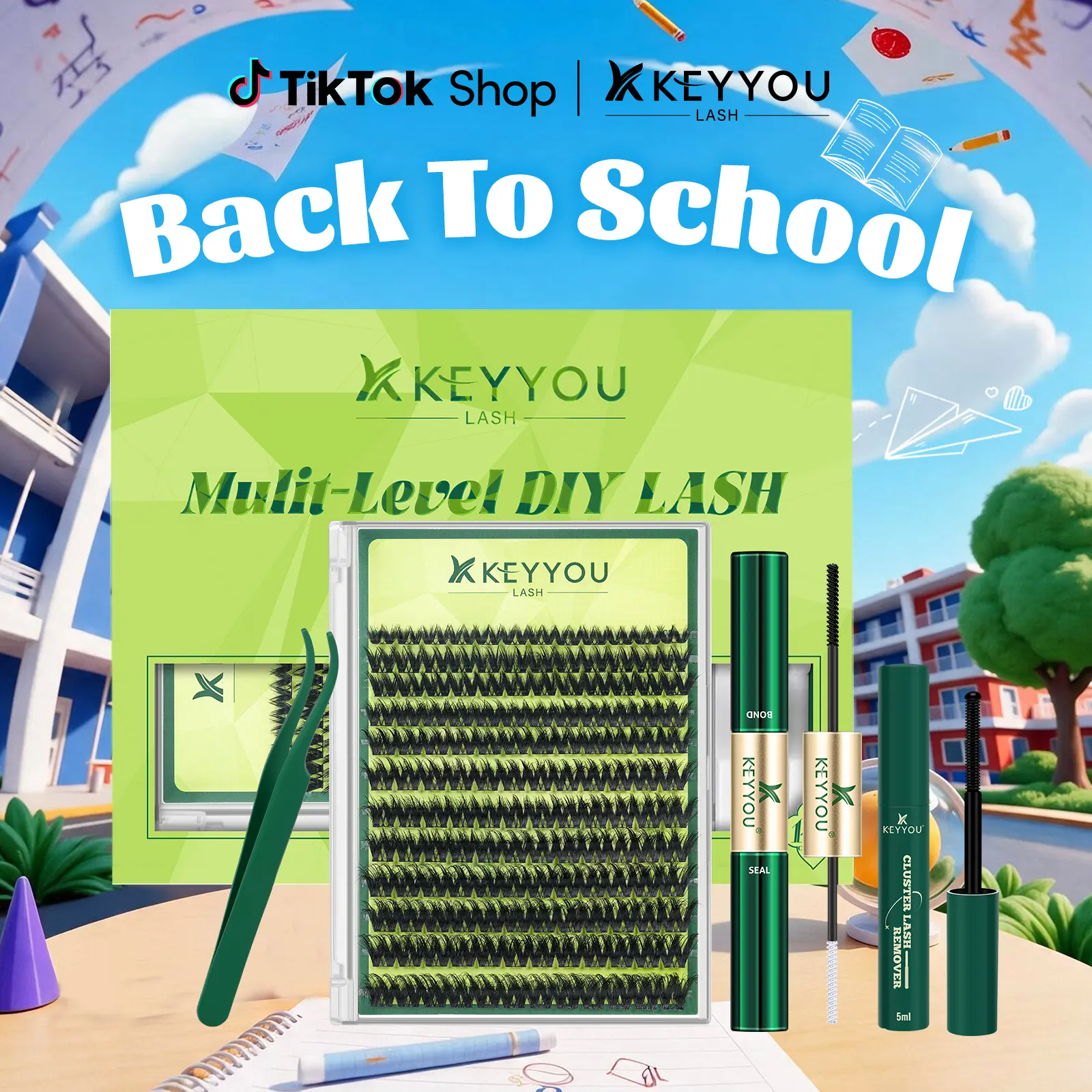 KEYYOU Puffsilk Flora DIY Lash Extension  Eyeliner Lash V3D Volume Fluffy Waterproof Long- Lasting Soft Cluster Lashes  144PCS D Curl 8-18MIX Cosmetic  3D spider lash upgrade2.0 #BackToSchool