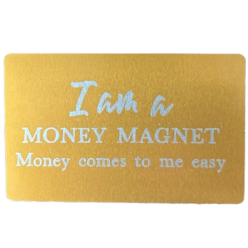 Wallet Talisman Amulet Money Magnet - Different colors available Yellow ,Green,Fuchsia,Black .Coated Metal Bank Card Size Tool for Attracting Wealth & Prosperity - I Am a Money Magnet