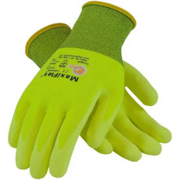 PIP 112-34-874FY-L 15G Maxiflex Ultimate Seamless Knit Nylon & Lycra Work Glove, Nitrile Coated Micro-Foam Grip, High-Visibility Yellow, Wrist & Knit Wrist, 100% Silicone-Free, 360 Degrees Breathability, Abrasion Resistance