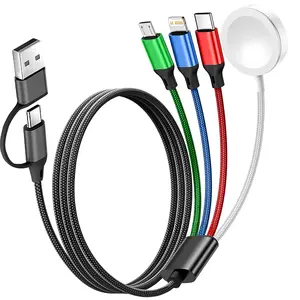 240w Dual Port Multi-Functional Charging Cable Lightning USB-C Compatible Iwatch iPhone 17-11 iPad AirPods Durable Nylon Material