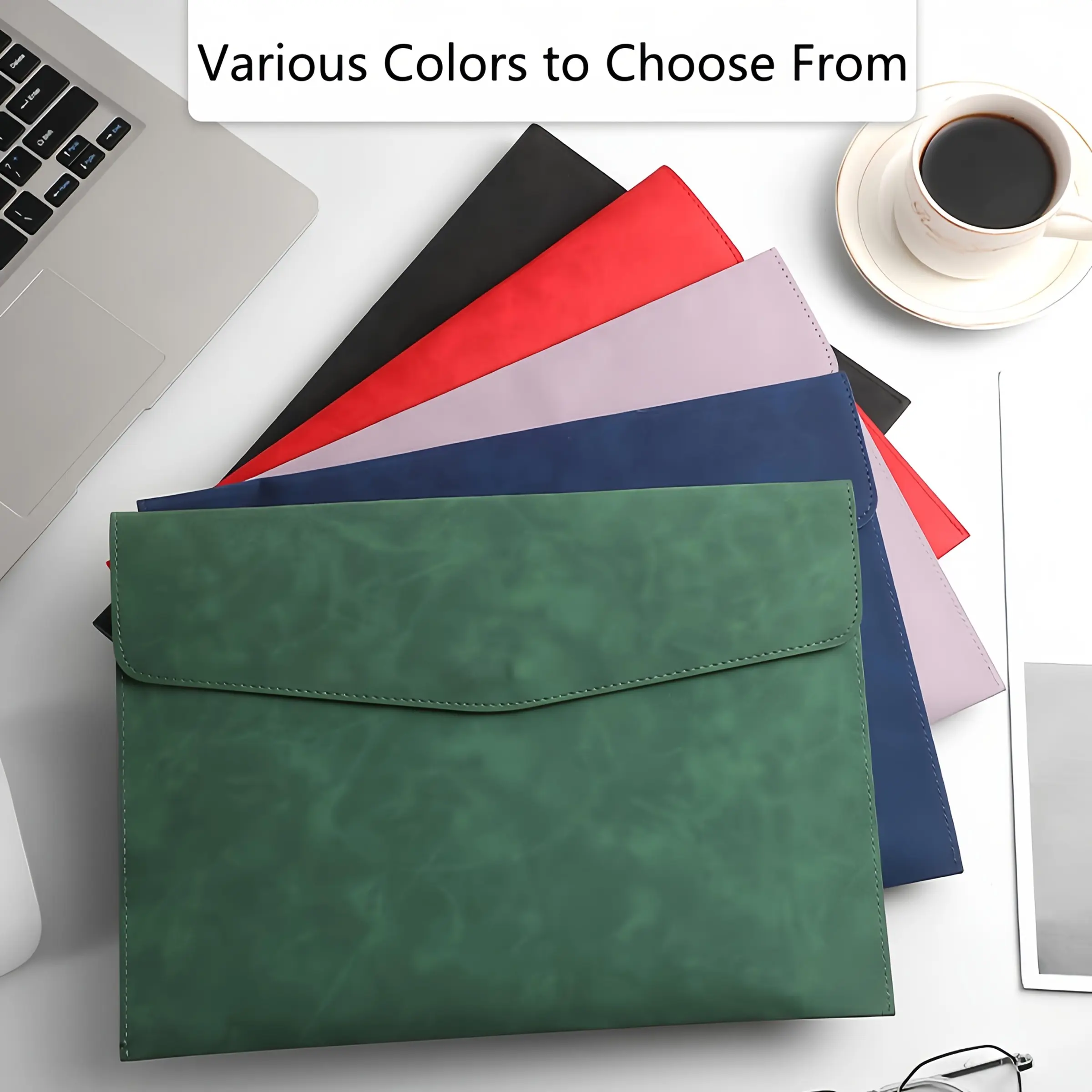 Leather File Bag A4 Folder, Thickened Snap Closure, Waterproof Business Storage Bag, Document Organizer, Invoice Holder, Office Paper Organizer, Important Document Organizer, Paperwork Organizer, Documents Organizer