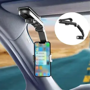 Car Sun Visor Phone Holder, 360° Rotatable Foldable Phone Holder, Multifunctional Adjustable Phone Holder for Car, Phone Accessories, Cell Phone Car Mount, Car Cellphone Mount