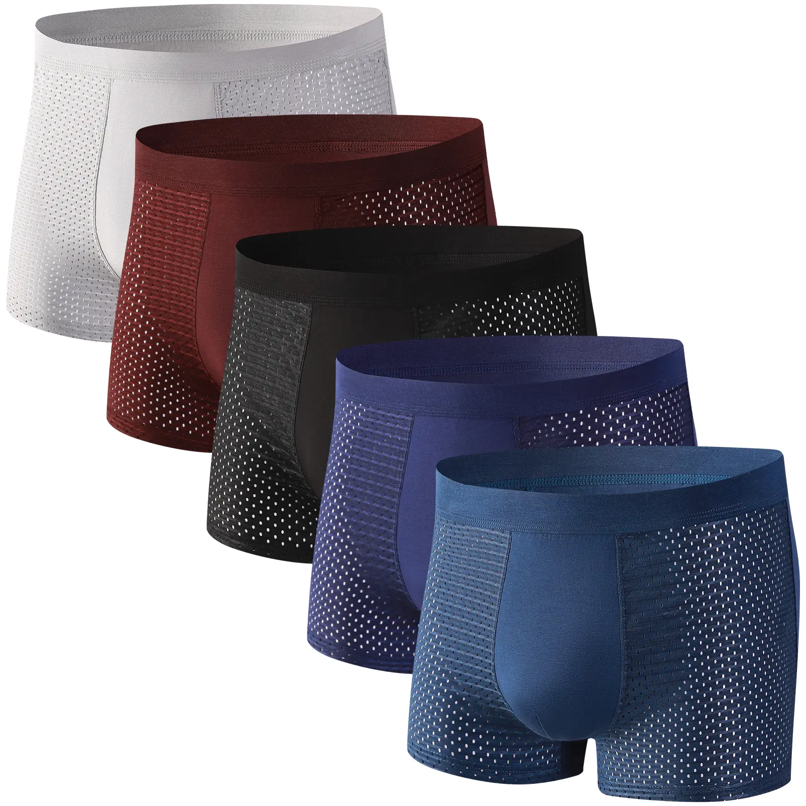 Men's 5 Pack Boxer Briefs, Plain Bamboo Viscose Underwear, Moisture-Wicking Soft Stretch Activewear with Supportive Pouch, Sportswear, Soft Stretch Briefs, Valentines Day