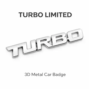 Picanostudio Turbo Limited Edition Alloy Metal Car Badge - 3D Emblems, Tool-Free Sticker, Universal Fit for Car Fender, Trunk Exterior Styling Decoration