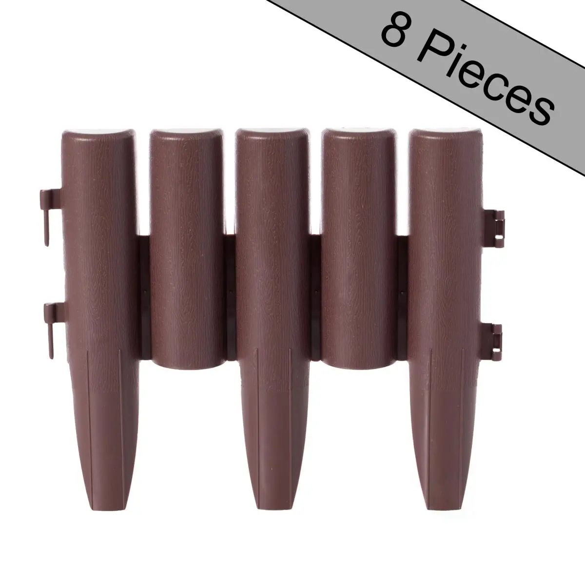 Gardenised QI004111.8 Brown Interlocking Half Log Lawn Edging - 9.25x11x1 in, 2 lbs, Pack of 8 - Decoration for Tree, Flower Bed Garden Ornamental Fence Border