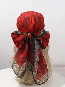 Women's Summer Scarf, Leopard Print Chiffon Wrap, Casual Loose-Fit Travel Shawl, Vintage Floral Beach Cover-Up, No Iron Required