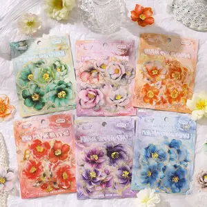 Gilded Floral Series Vintage Foiled Flower Waterproof Stickers for Journaling & DIY Decor 3 Packs 60 Pcs Elevate Your Creativity with Elegant Design