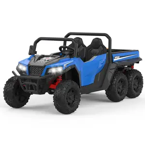 24V 4WD 6-Wheel Electric Ride On Dump Truck with Remote Control,2 Seater Kids Dump Truck Toy for Big Kids Ages 3+,Includes Interactive Shovel,Dump Bed,LED Lights & Music Player-Blue