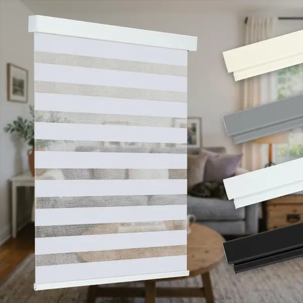 Allesin Zen Cordless Zebra Blinds, Dual Layer  Sheer & Night Window Shades,Cordless Free-Stop Safe System,Easy to Install, Blackout UV Protection & Full Privacy, Kid & Pet Safe for Home & Office Attached Valance, blackout curtains