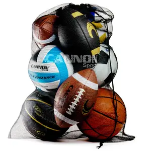 Cannon Sports Mesh Ball Bag with Drawstring Top and ID Tag, 24x36 inches - Carry Soccer Balls, Basketballs, Footballs, Volleyballs, Towels and More