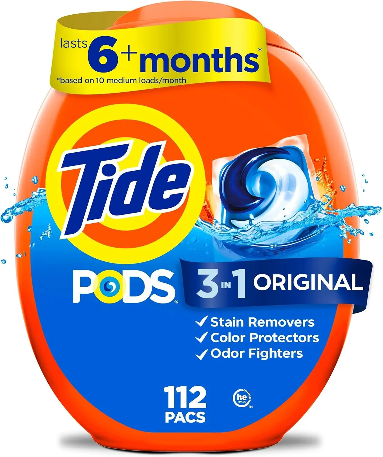 Tide PODS 3-in-1 Laundry Detergent Pacs, Original Scent, 112 Count, HE Compatible