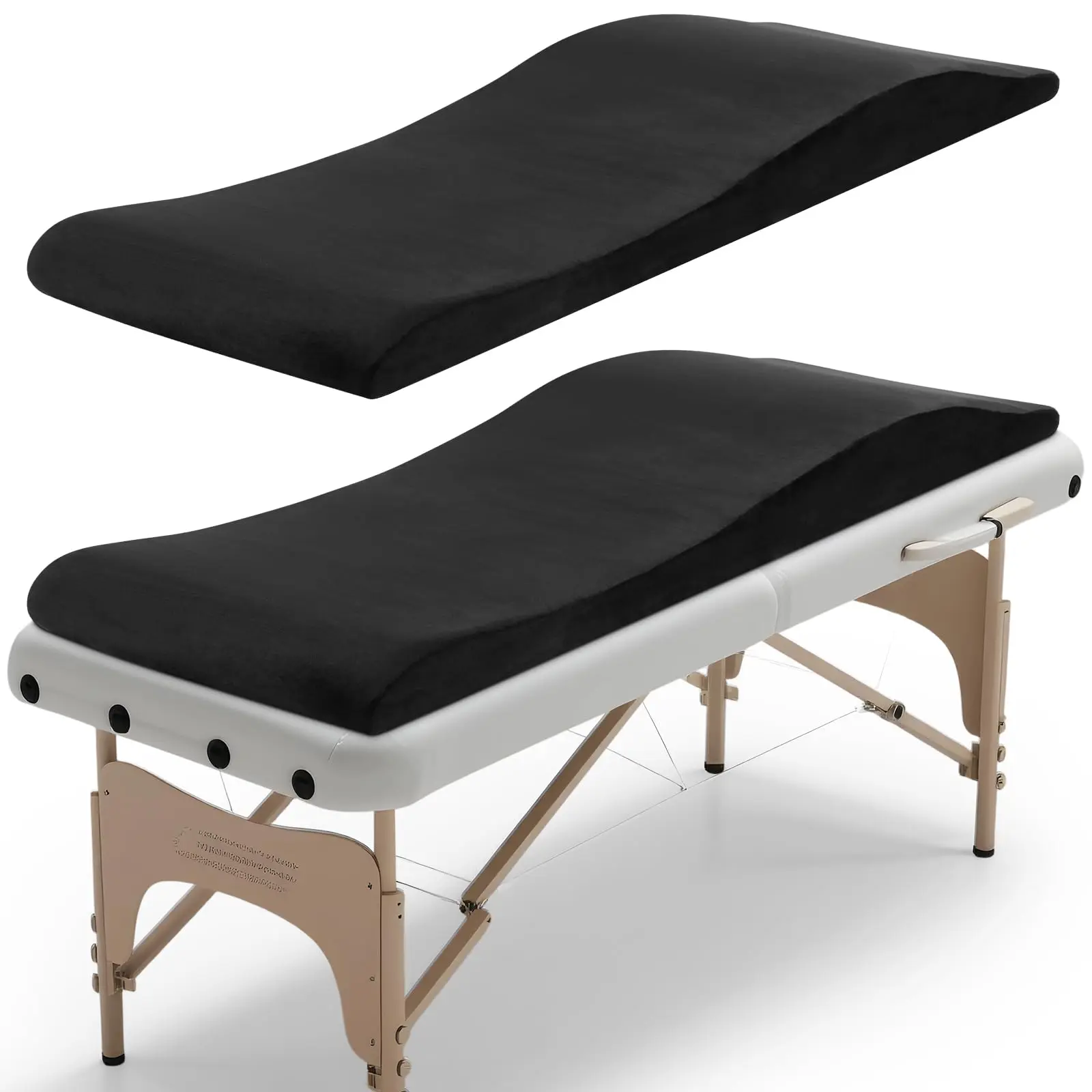 Lash Bed Topper, High Density Foam Massage Table Pad, Ergonomic Lash Bed Foam Topper, Curvy Esthetician Mattress, Washable Massage Table Padding Cushion , 70.8in×23.6in, Black Manicure Salon Set Salon Furniture