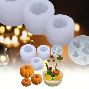 4Pcs/Set Pumpkin Candle Molds,3D Pumpkin Silicone Molds for Epoxy Resin Casting,Thanksgiving Halloween DIY Art Gifts Home Decor decorative