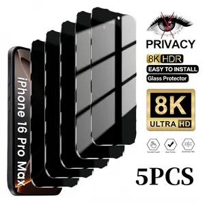 3-5 Pcs Privacy Screen Protector for iPhone 16 Pro Max 15 14 13 17 Air Pro Max Plus 16E Full Coverage Anti Spy Tempered Glass Film 9H Hardness No Bubbles Case Friendly