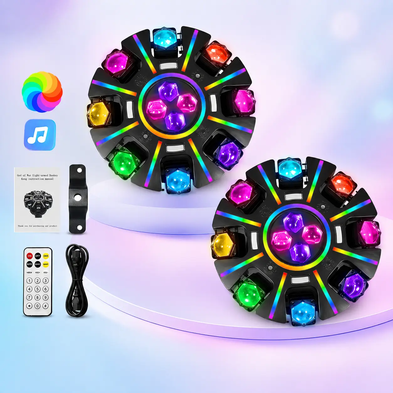 XDV  Halloween Party DJ Light, 8-Eye RGBW Moving Head Party Light with Red & Green Laser, 38 RGB Strips, Remote Control, Sound-Active, Strobe & DMX512, Ambiance Lighting for Home KTV, Family Parties, Gatherings & Celebrations