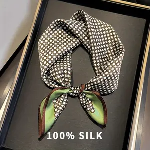 100% Mulberry Silk Scarf - 20.87x20.87 Inch Breathable Non-Elastic Square Scarf with Dot Pattern, Elegant Decorative Accessories, Suitable for Outdoor, Formal and Casual Occasions, Hand/Dry Cleaning, Unisex, Stylish and Durable