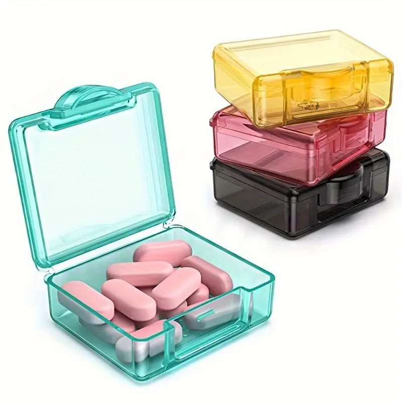Portable Plastic Pill Box, 4 Counts Mini Transparent Plastic Storage Box, Convenient To Carry Pill Storage Box for Indoor & Outdoor, Healthcare, Supplement Organizer, Portable Vitamin Organizer