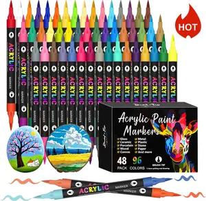 96/72/48 Color Acrylic Paint Markers Set, Waterproof Flexible Tip Acrylic Markers, Premium Paint Pens for Various Surfaces, Acrylic Paint Markers, Markers for Coloring, Art Supplies, Acrylic Marker, Coloring Supplies