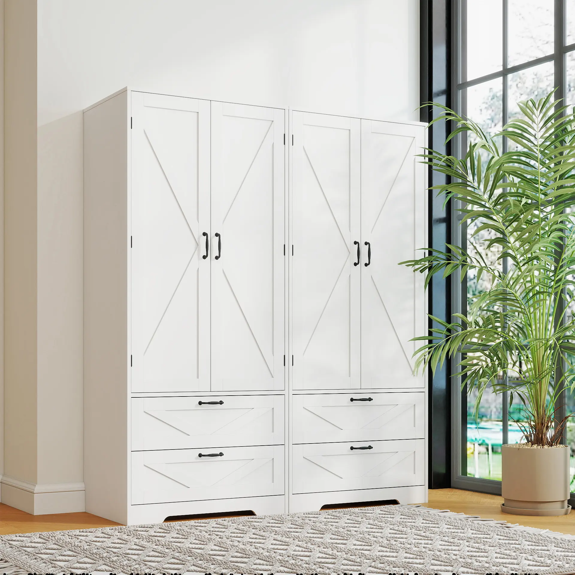66-in Freestanding Closet Drawers Wardrobe, Sturdy Modern Closet Storage for Bedrooms & Living Rooms, Easy Assembly, Ideal for Large Spaces, Assembly Required