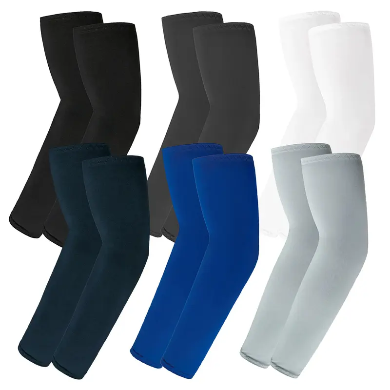 Unisex Cooling UV Protection Arm Sleeve Covers - UPF 50 Elbow-Length Durable and Stretchy Compression Protective Arm Sleeves, One Size for Golf, Driving, Black+White+Grey+Blue