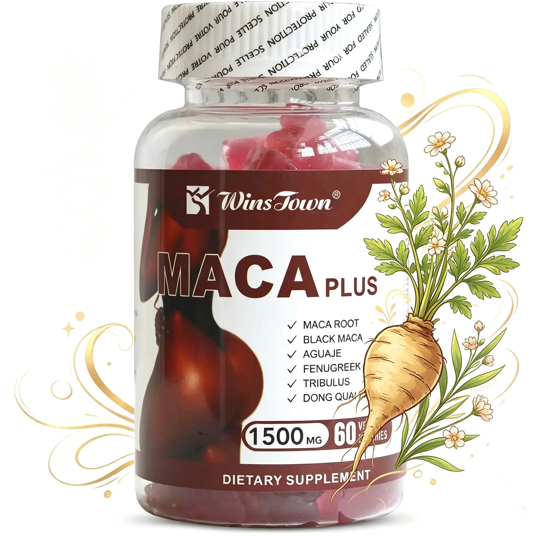 Wins Town Maca Enhanced Gummies, 1500mg.