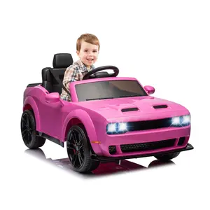 【GARVEE】Licensed Dodge Challenger 12V Electric Ride-On Car with Remote Control, LED Lights, Bluetooth, MP3, Battery Display, Volume Control, Available in Pink, Red, White, Black, Police, and Blue