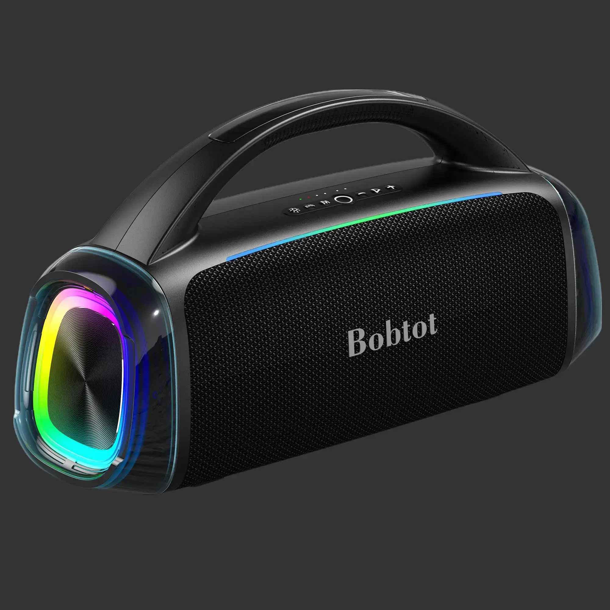 Rechargeable Wireless Battery-Powered Outdoor Bluetooth Boombox Speaker - RGB LED Light, Bass Boost, High-Quality Audio