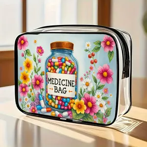 A Beautifully Designed Large-Capacity PVC Makeup Bag with a Zipper Closure, Cosmetic Pouch, Travel Toiletry Storage Pouch, Lightweight for Women, Perfect As a Holiday Gift for Friends Or Besties, Portable And Easy-To-Clean Makeup Organizer