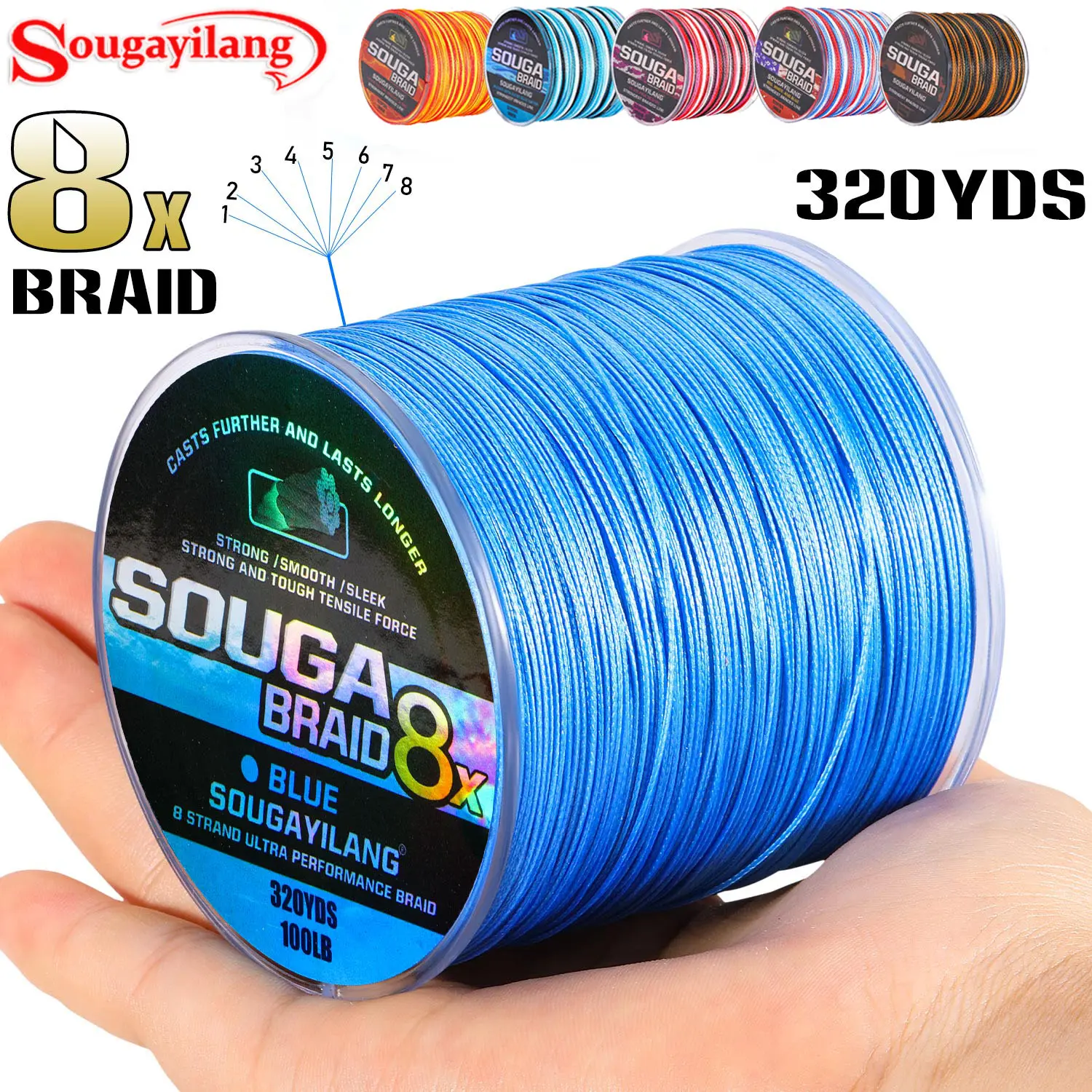 Sougayilang Camo Braided Fishing Line - 320yds Pro Grade, Abrasion Resistant Durable Fishing Gear, Cast Further & Lasts Longer, Feel Every Bite, Saltwater & Freshwater Angling Supplies