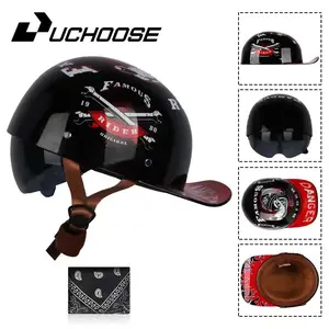 Retro Baseball Cap-Style Summer Half Motorcycle Helmet - Lightweight, Breathable Sun Protection Gear with Motorcycle Helmet Liner & Free Face Towel