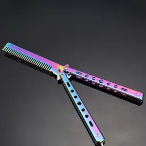 Stainless Steel Folding Comb, Butterfly Comb Trimmer for Beginners, No Heat Styling Tool, Fashion Men's Hair Accessories, Hair Styling Combs, Hair Accessories, Hair Products
