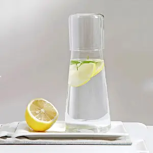 30 Oz/850 Ml Transparent Bedside Water Bottle Set with Glass Cup, High Borosilicate Glass Cold & Hot Water Kettle, Jug, Pitcher, Bedroom & Bathroom Use Water Jugs