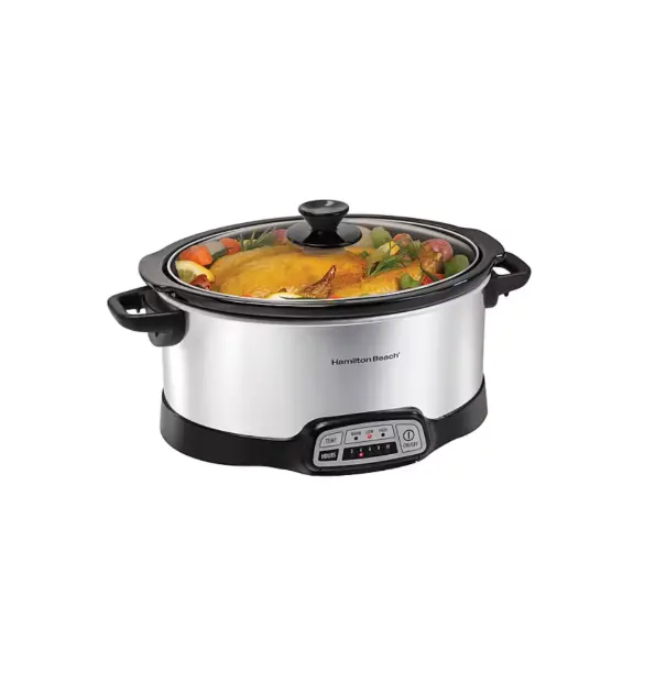 Hamilton Beach 7 Quart Programmable Slow Cooker, Flexible Cooking Options With 3 Heat and 5 Time Settings, Dishwasher-Safe Stoneware Crock & Glass Lid, Stew pot, Kitchen utensils