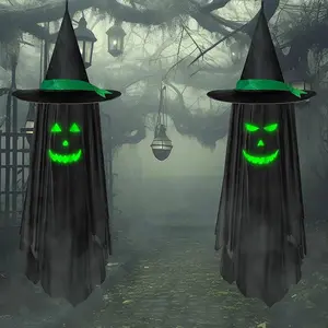 New Halloween Glow Witch Hat, Ghost Ornament, Outdoor Yard Decoration, Scene Atmosphere Setup, Door Hanging, Perfect for Halloween Decorations