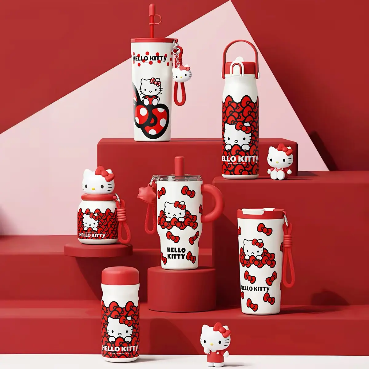 Sanrio HelloKitty Christmas Edition New Year Red Double Drink Warm Cup Women's High Beauty New Straw Cup Portable Water Cup for Going Out