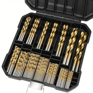 99pcs High Speed Steel Spiral Drill Bit Set with Titanium Coating - 135 Degree Tip HSS Drill Bits Kit for Metal and Wood - Includes Storage Case - Perfect for Steel, Aluminum, Copper, and More