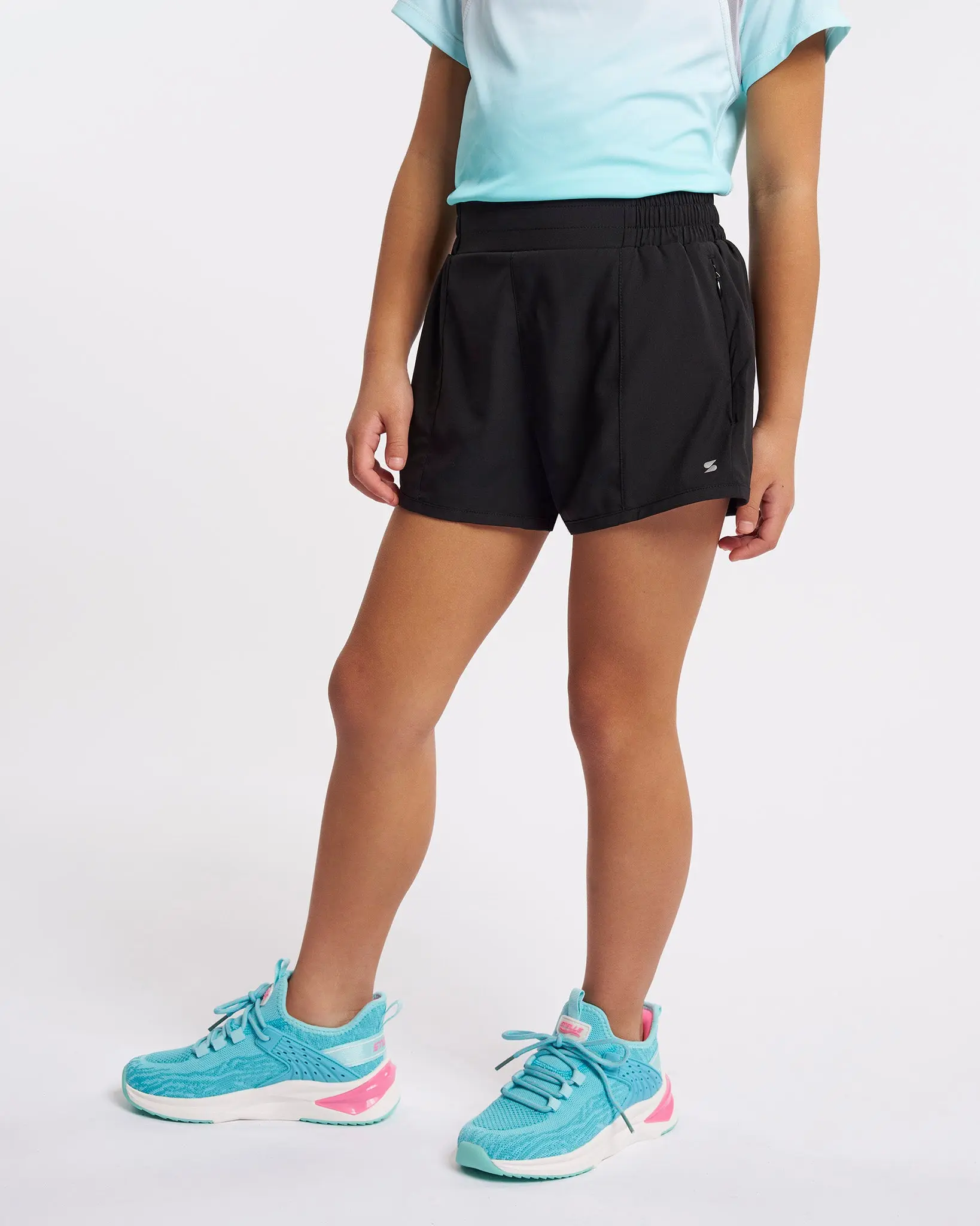 Girls' 4-Way Stretch Lightweight Spandex Athletic Shorts - High Waist Pull-On Waistband, Breathable, Built-In Shorts Liner for Snug Fit, Ideal for Active Play
