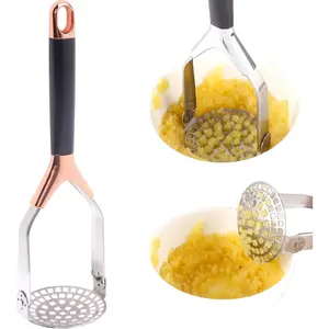 Potato masher stainless steel mashed potato masher heavy duty kitchen tools ricer for mashed potatoes food masher utensil for potatoes avocados ground beef chopper hamburger smasher tool