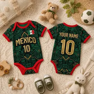 Custom Mexico2026 World Soccer BabySuit, Personalized Name Number Jersey, GIFT FOR BIRTHDAY