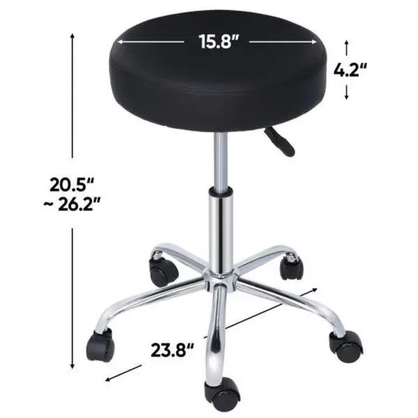 JupiterForce Hydraulic Shop Stool - Adjustable Height, Adjustable Ergonomic Chair, PU Upholstered Chair for Garage, Kitchen Countertop Use, Pu Upholstered Chairs