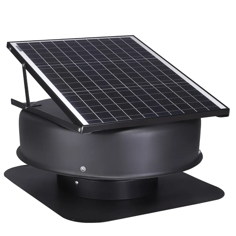 VEVOR Solar Powered Attic Fan with Steel Enclosure, 42W, 2800 CFM Large Air Flow Solar Roof Vent Fan, Low Noise, Weatherproof, 110V Smart Adapter, Ideal for Home, Garage, RV, FCC Listed, Solar Powered Fan