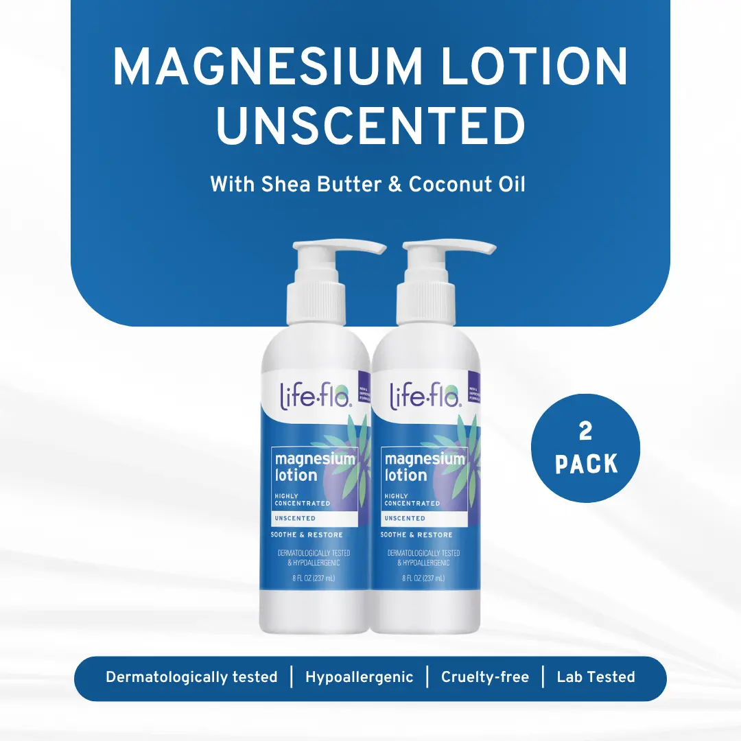 Life-flo Unscented Magnesium Lotion 2-Pack — Sensitive-Skin Variant — Daily Magnesium Routine (60-Day Supply)